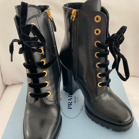 Prada 105M Lug Laceup Bootie - Picture 1 of 5